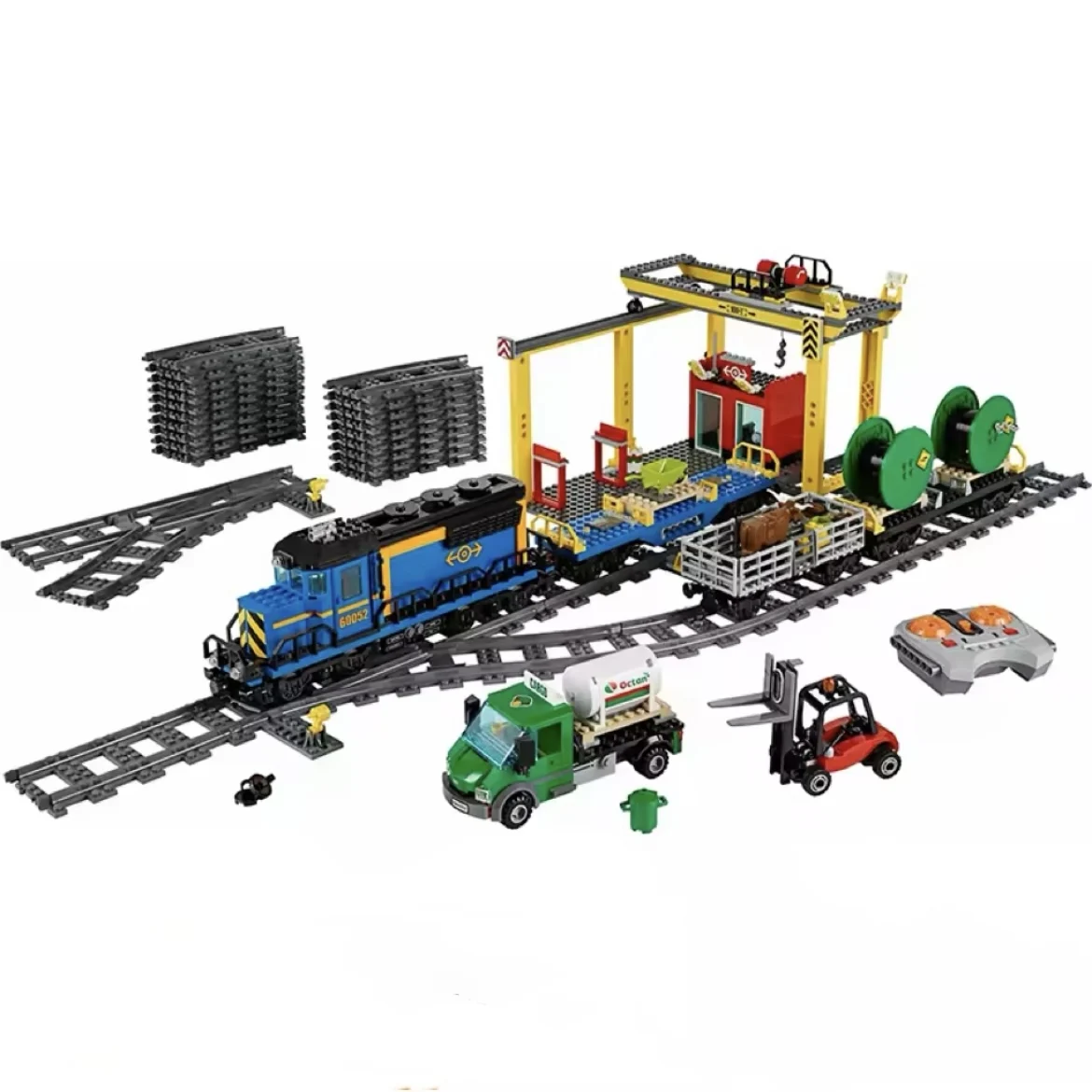 Compatible con tren de carga 60052, bloque de construcción, nuevo tren de exhibición MOC, juguete de ladrillo, modelo de Control remoto, regalo de Navidad 02008