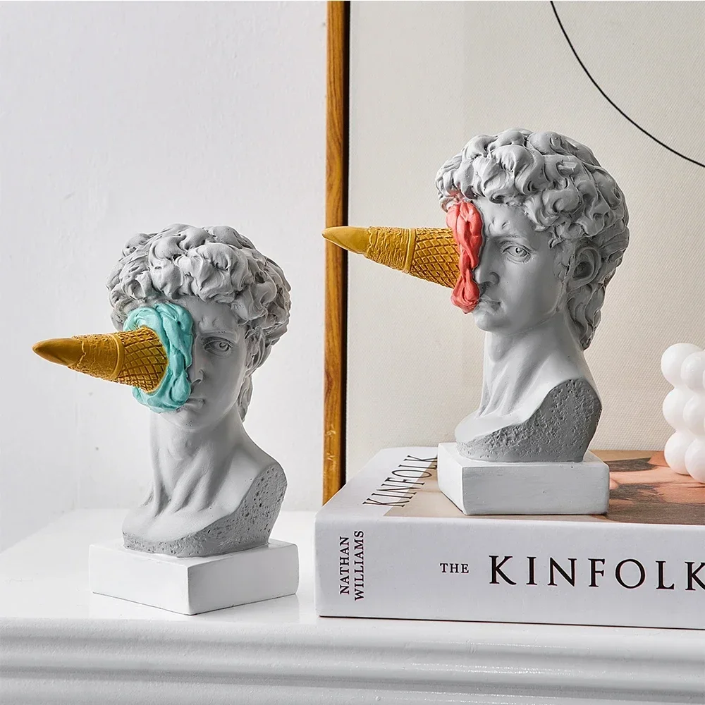 

Modern Nordic figure decoration ice cream spoof David statue home decoration sculpture office bookshelf desktop art decoration