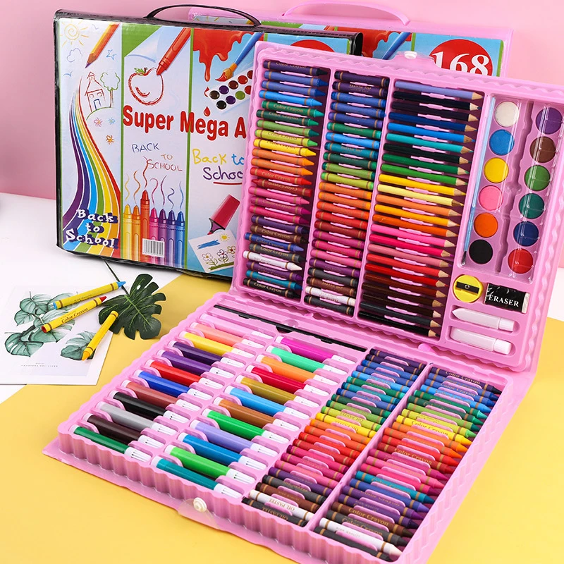 168 Pcs Art Set Watercolor Markers Crayons Water Pen Drawing Set Artist Painting Tools For Boys Girls Kids Birthday Gifts