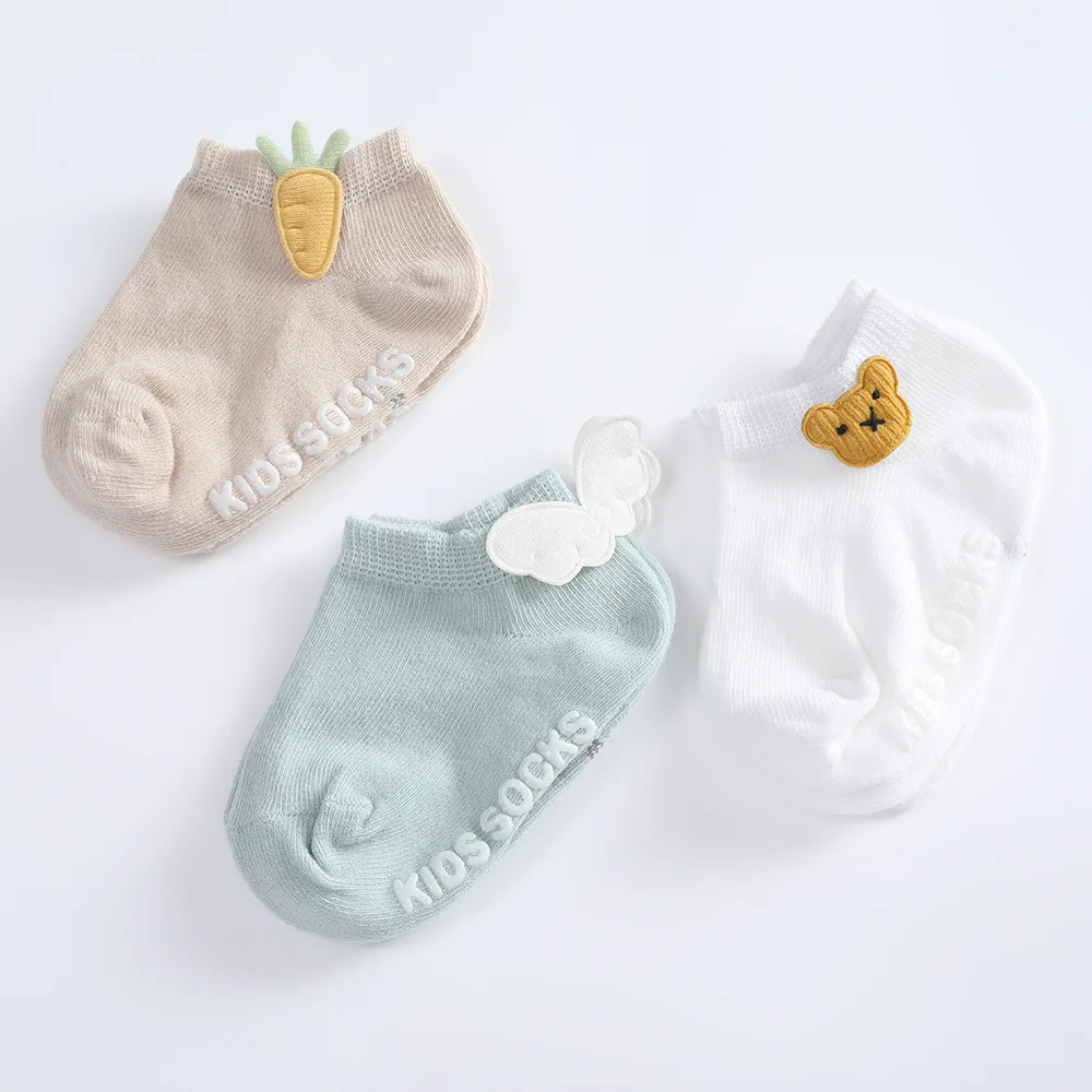 

3 Pairs Baby Low Cut Socks Boys Girls Princess Ankle Socks Soft Newborn Children Anti-slip Boat Sock Kids School Sport Clothes