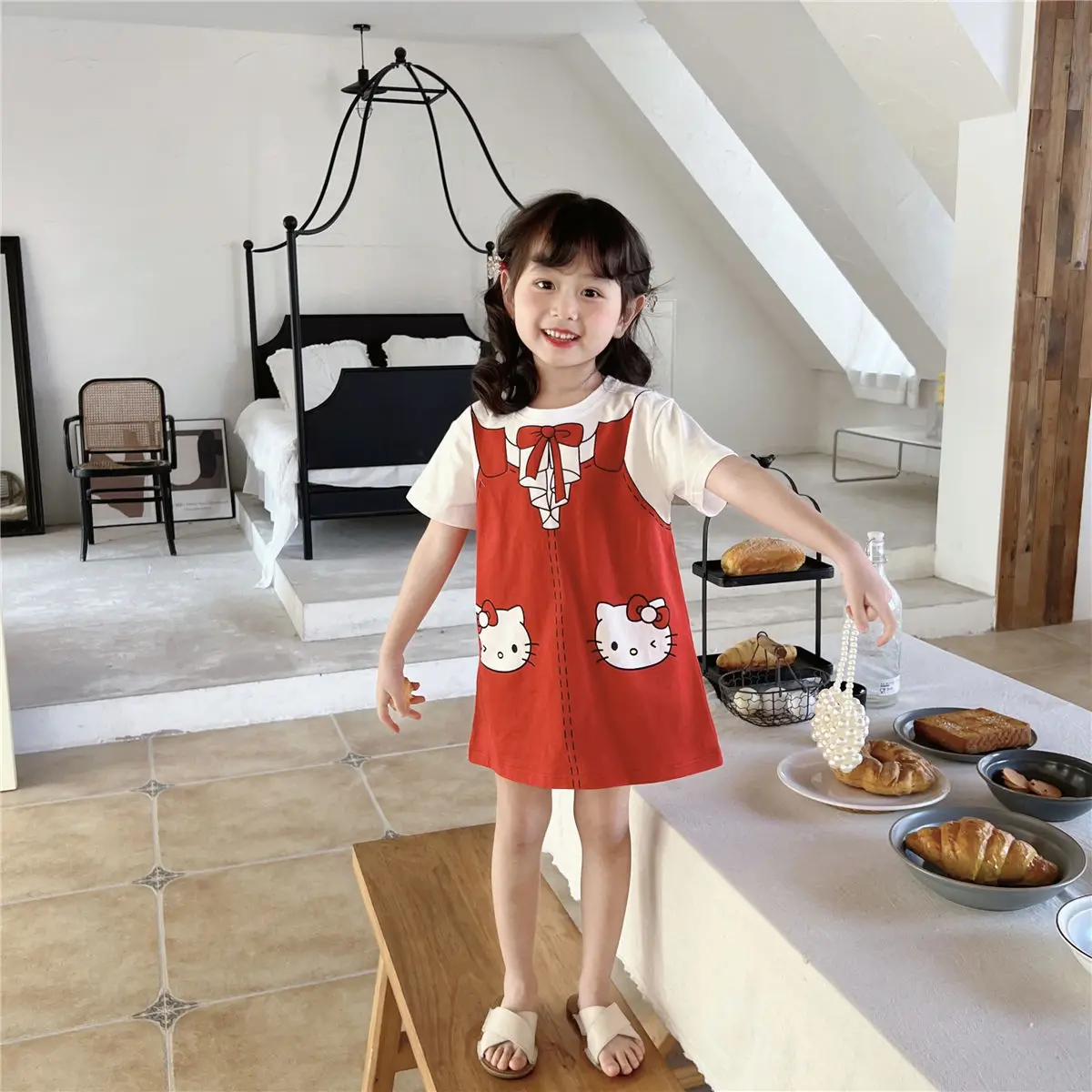 Children Dress Spring Summer  Collar Kids Girls Clothes Fashion Toddler Baby Girls Clothing Summer Dress Girl