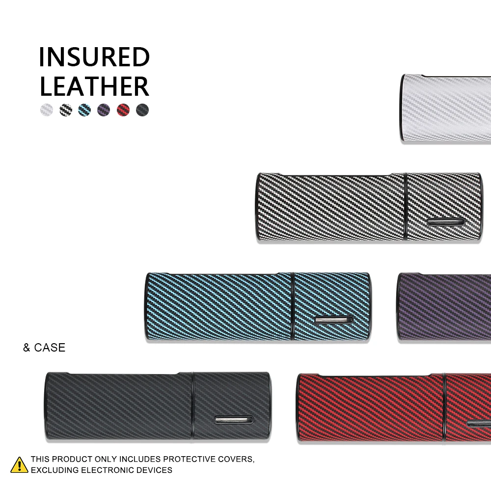 PU leather protective case suitable for LiL HYBRID 3.0, with Kevlar pattern, for protecting electronic cigarette accessories.