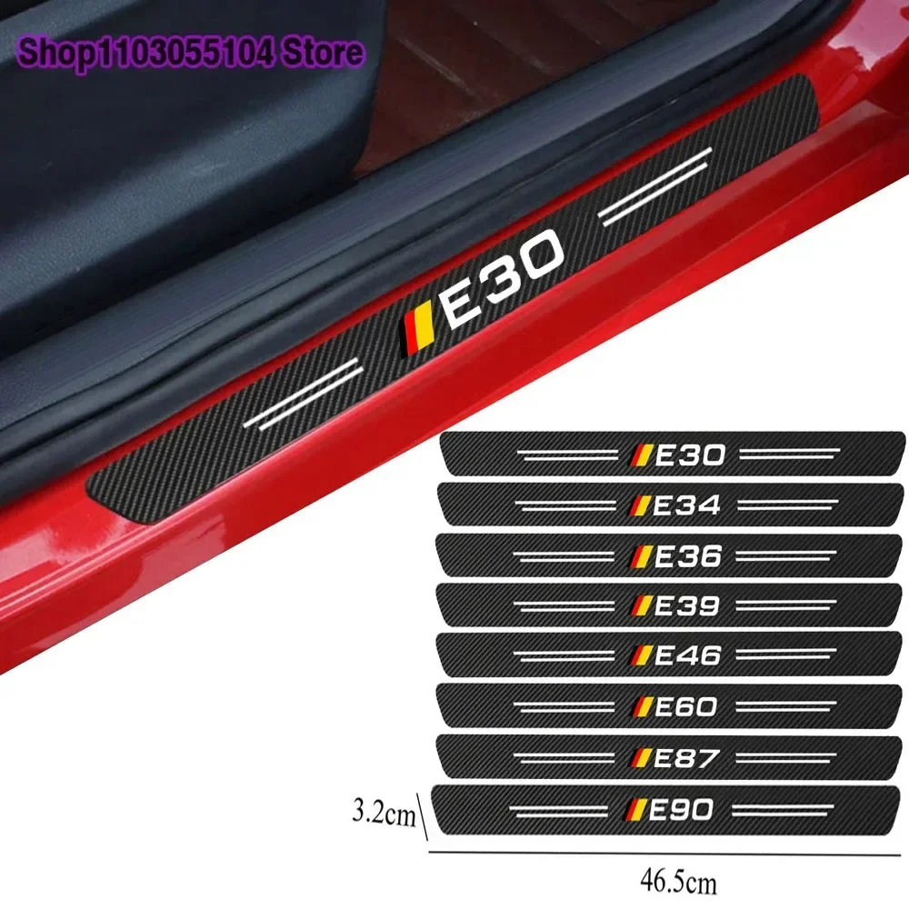 4pcs Carbon Fiber Car Door Sill Sticker Auto Threshold For bmw E30 E34 E36 E39 E46 E60 E87 E90 Auto Accessories