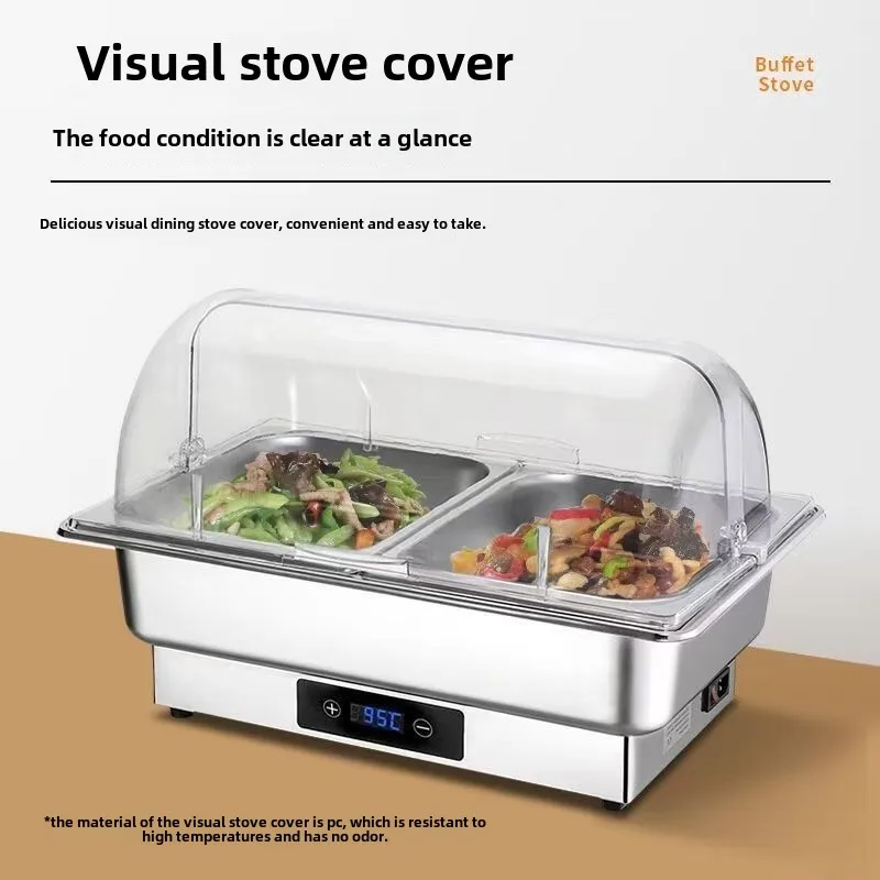 Heating Insulation Stove Stainless Steel Buffet Stove Electric Commercial Flip-Top Insulation Pot