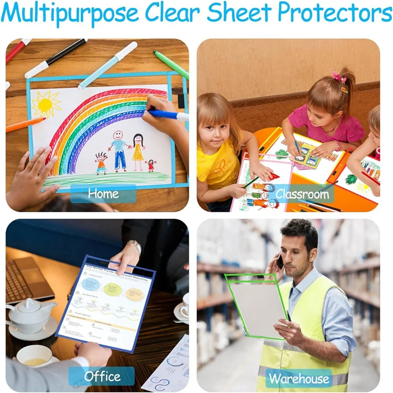 

NEW-Dry Erase Pockets, Extra Largereusable Dry Erase Pocket Covers, Ticket Holders, Teacher Supplies Dry Erase Covers