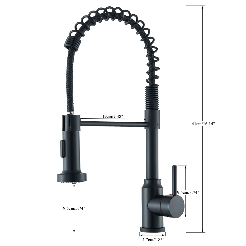 Matte Black Kitchen Sink Faucet One Handle Spring Hot and Cold Water Tap Deck Mounted Bathroom Chrome Kitchen Crane 2