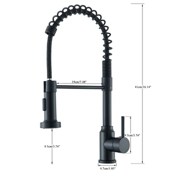 Matte Black Kitchen Sink Faucet One Handle Spring Hot and Cold Water Tap Deck Mounted Bathroom Chrome Kitchen Crane 2