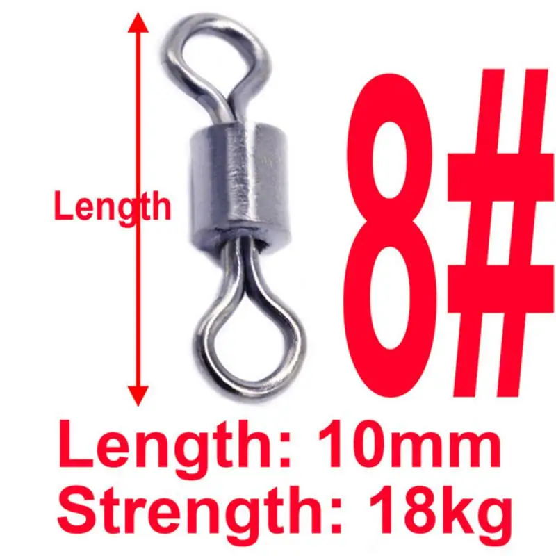 100 Pcs Fishing Connector 8 Shape Swivel Fishing Hooks Line Connectors Stainless Steel Ball Bearing Practical Fishing Rings