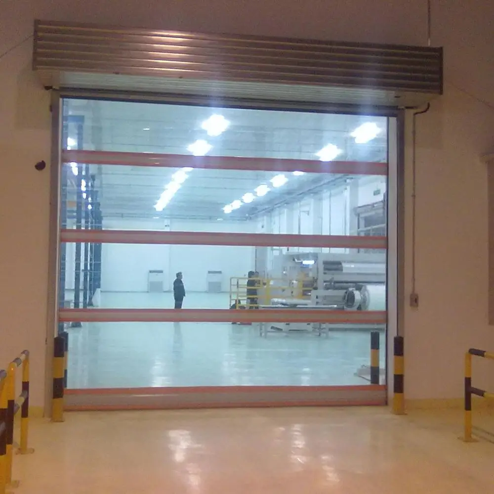 

Industrial Transparent Automatic Steel Frame PVC Curtain High Speed Roll-up Door