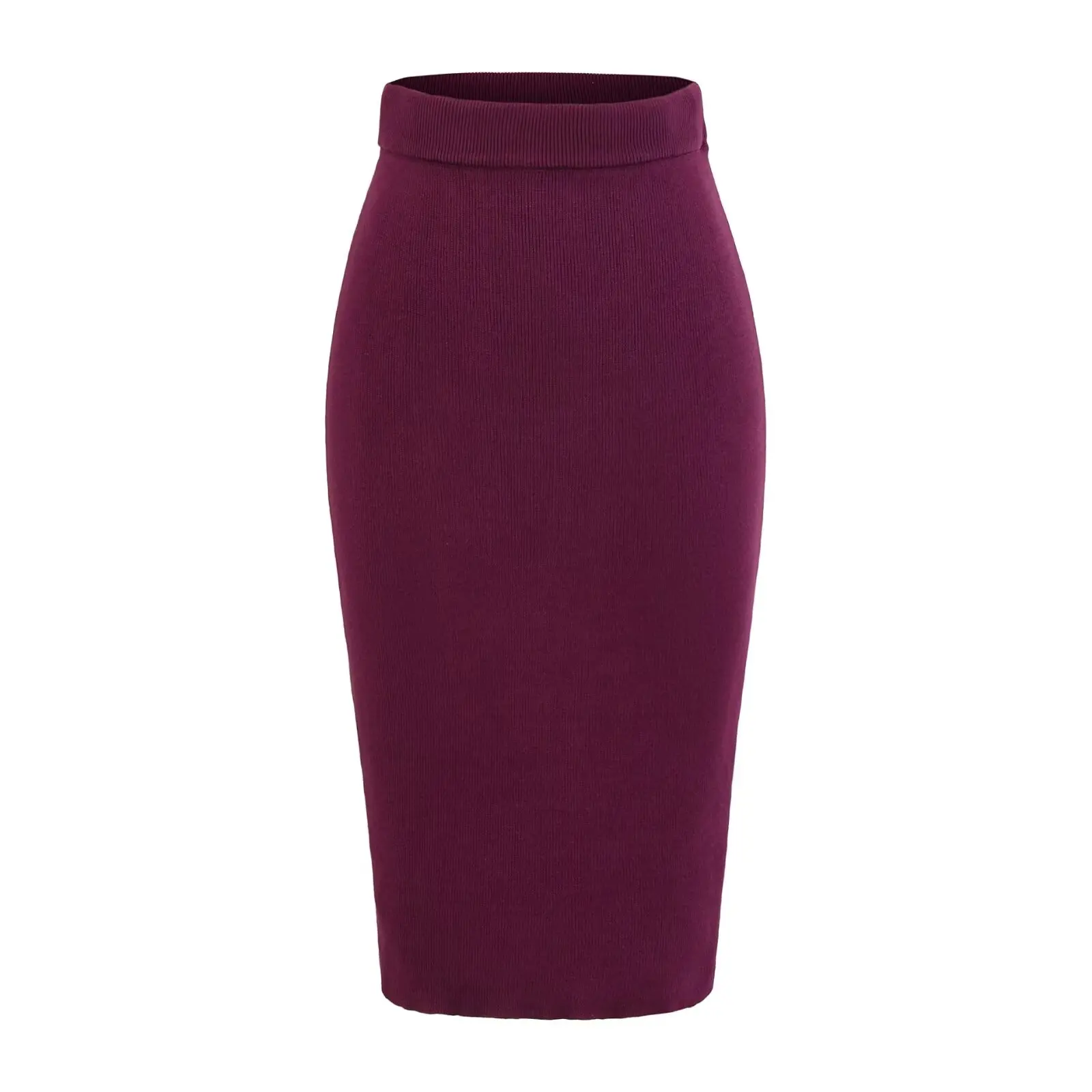 Damska seksowna spódnica bodycon o średniej długości, z wysokim stanem, elastyczna, dzianinowa, dopasowana, jesienno-wszechstronna, wyszczuplająca, o długości do połowy łydki.