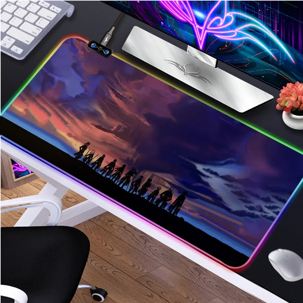 

Attack on Titan Gaming Table Anime RGB Mouse Pad Company Backlit Mat Keyboards Accessories Mousepad Gamer LED Mausepad Mice