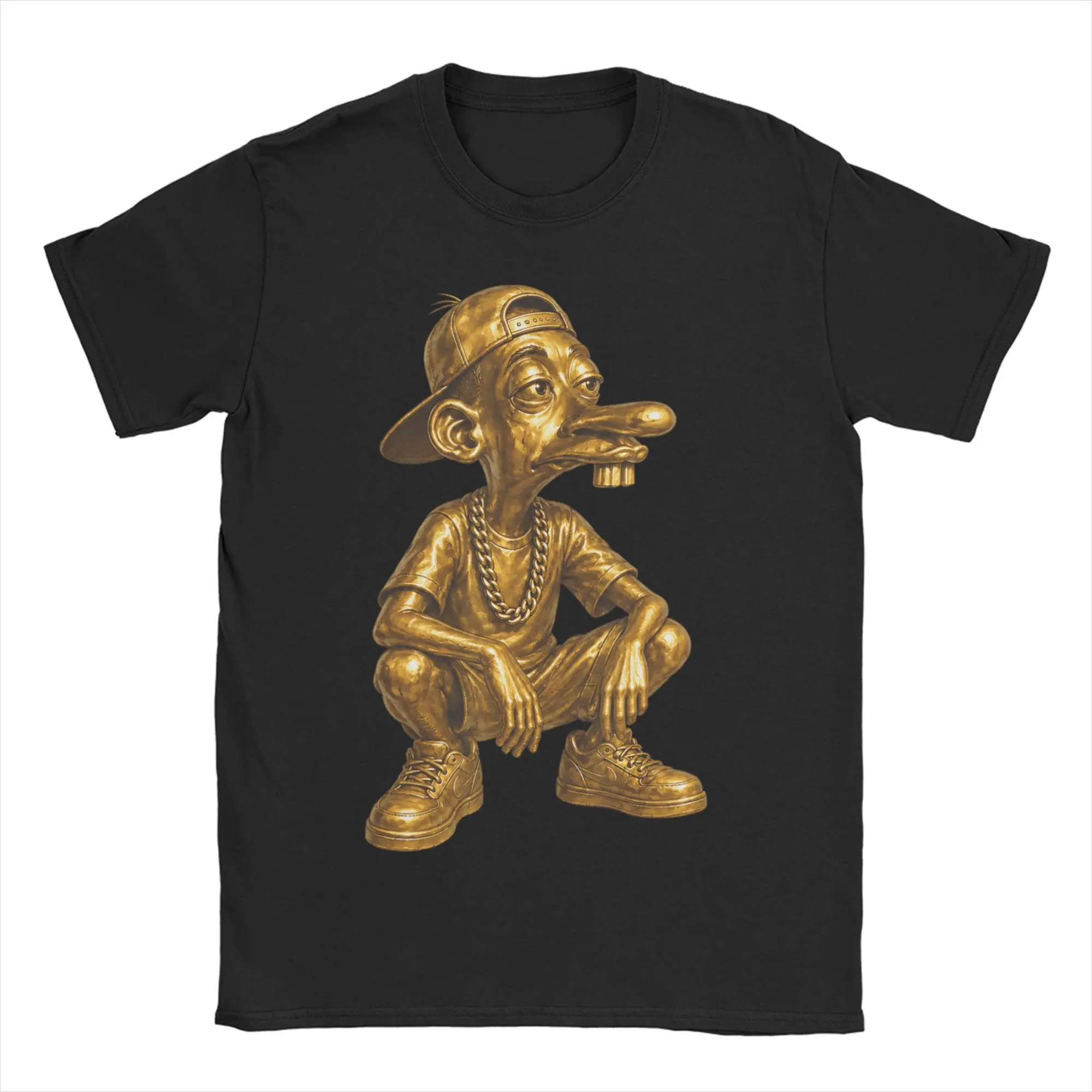 Men T-Shirts Gen Internet Meme Neegy Hip Hop Urban Squat Pose Humor Pure Cotton Tee Shirt Short Sleeve T Shirts Crewneck Clothes