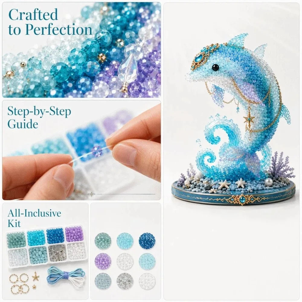Handmade DIY Marine Organism Beaded Embroidery Kit Tiny Colorful Mythical Ocean DIY Bead Kit Mini Educational