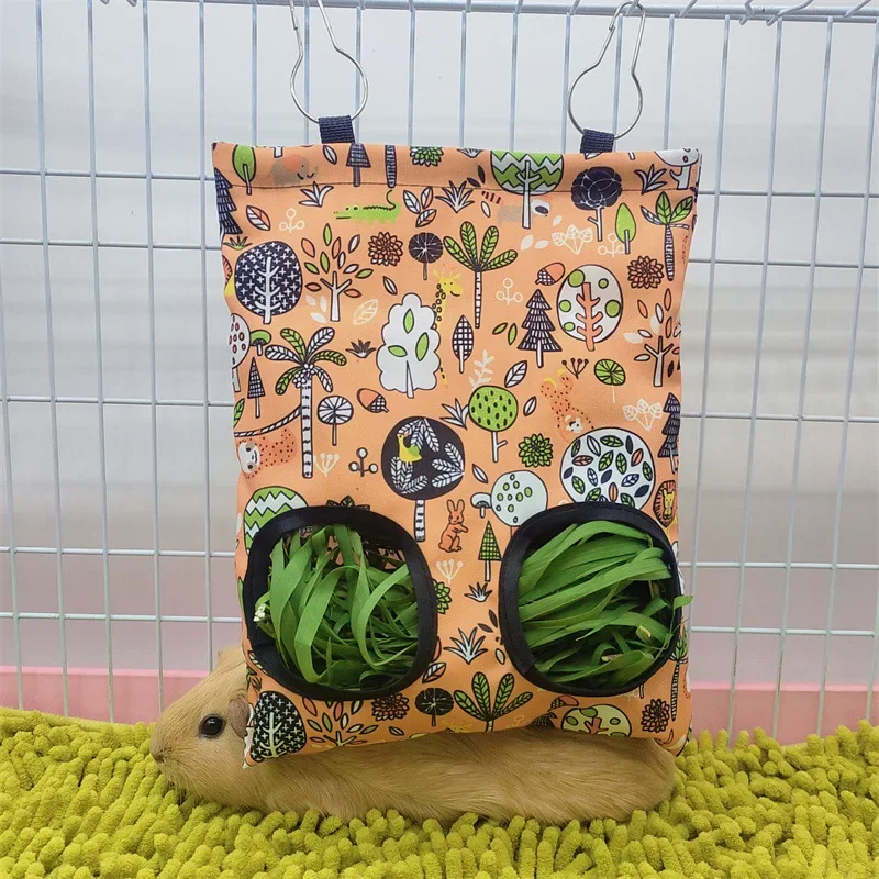 2/3 Holes Hanging Hay Bag for Bunny Guinea Pigs Small Animal Feeder Rabbit Food Dispensers Bag Cage Accessories Pet Feeding Bag