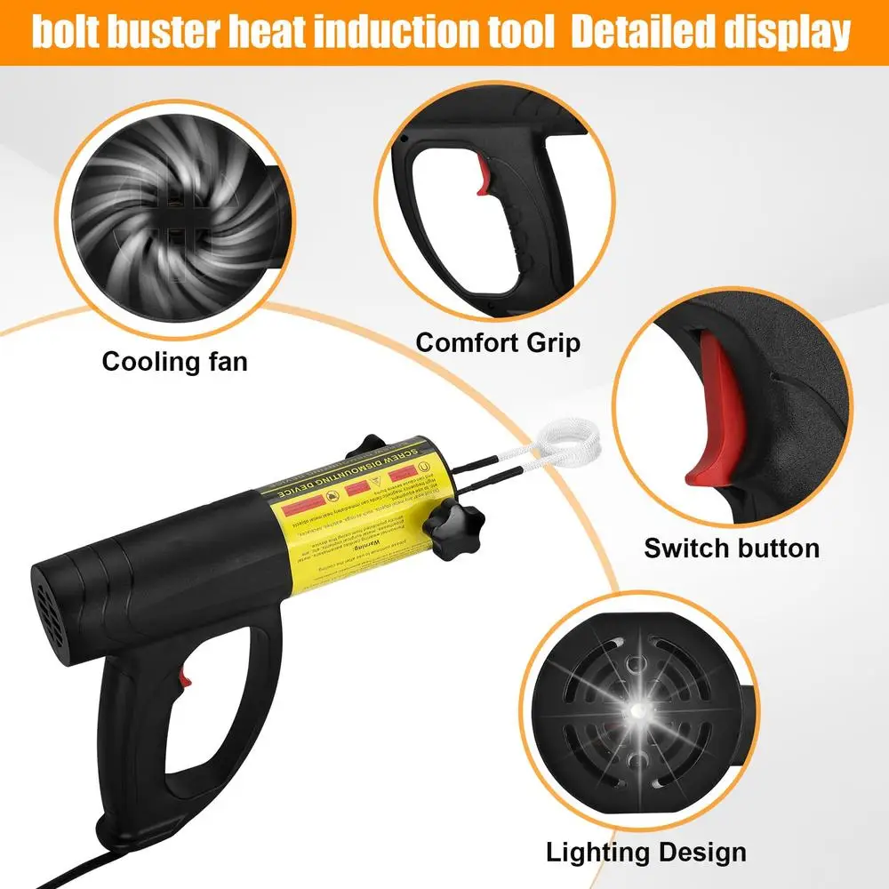 1500W Magnetic Induction Heater Bolt Removal Tool Fast Heat Induction 20s Handheld Bolt Heater Kit LED Light Overheating