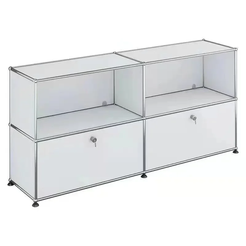 Medieval usm stainless steel TV cabinet storage simple modern modular combination sideboard living room ins minimalist closet.