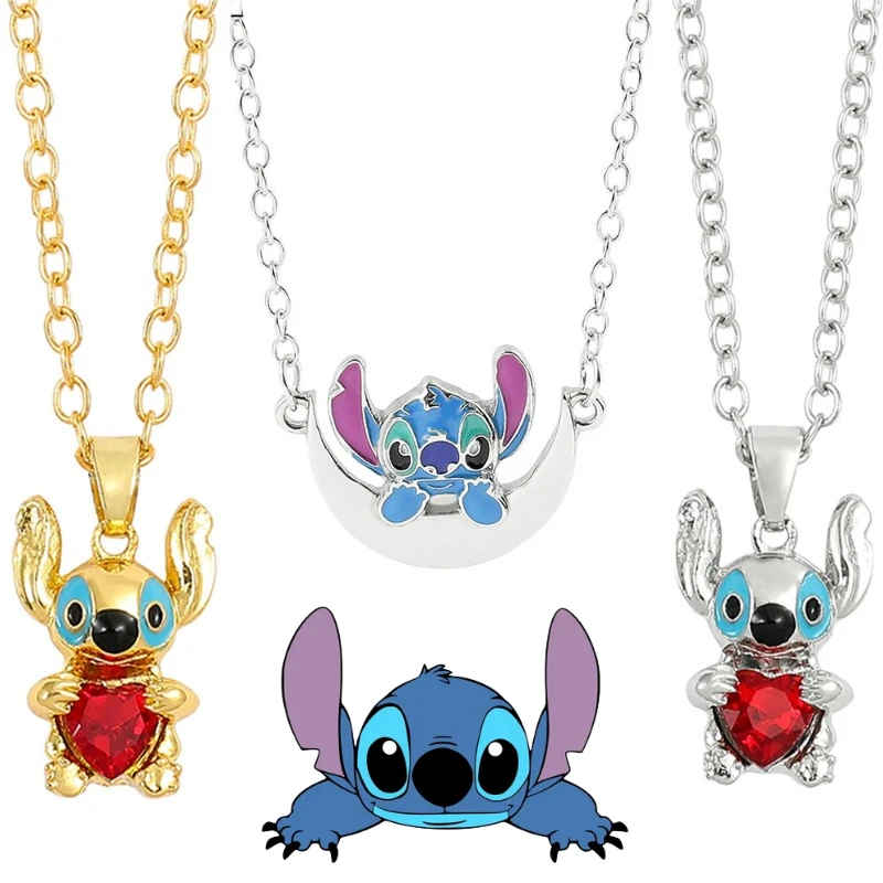 

Disney Stitch Necklace Anime Pendant Necklace Couple Holiday Gift Sweet Jewelry Girl Boy Neck Chain Ornament Decoration Necklace