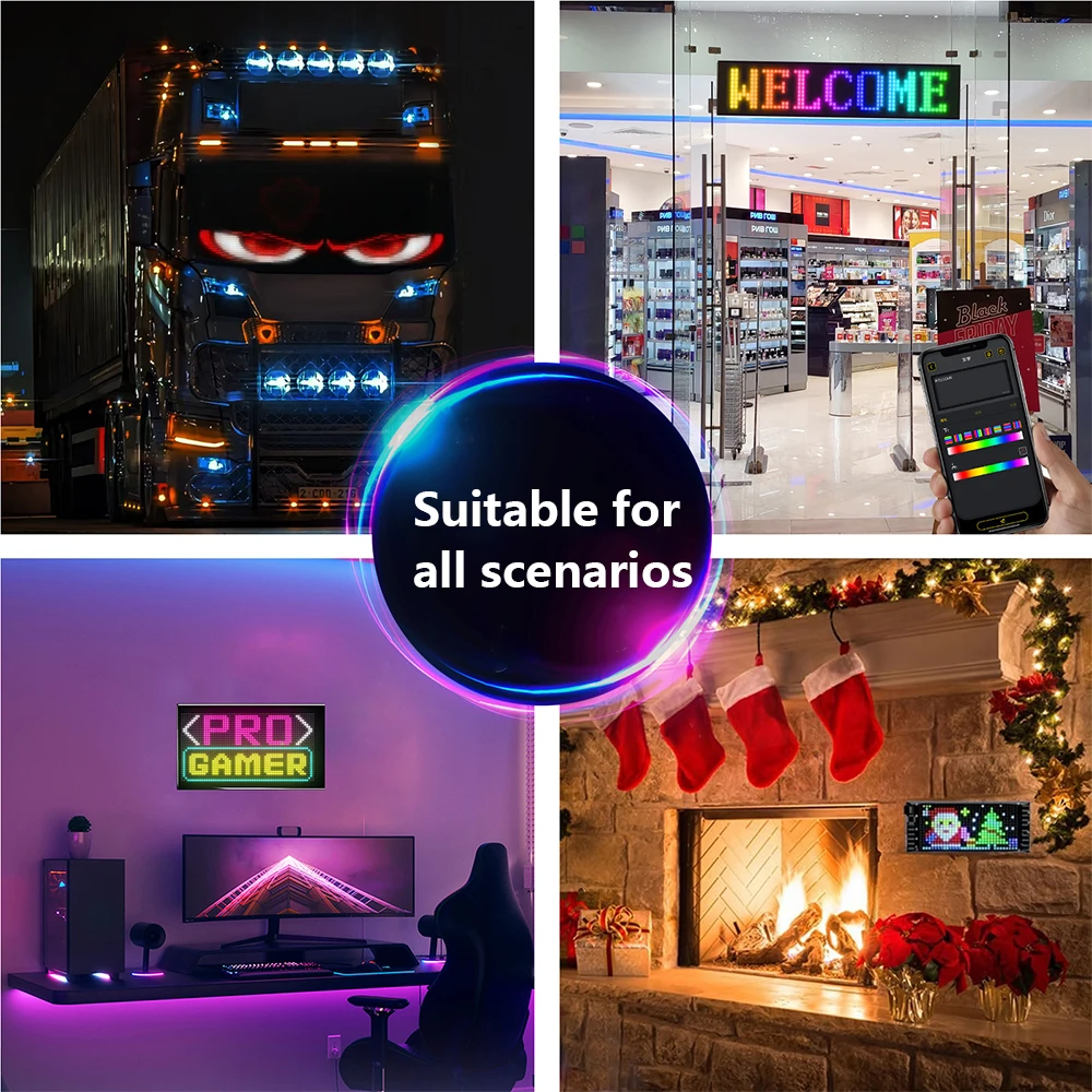 سيارة/شاحنة LED مصفوفة بكسل لوحة ضوء بلوتوث التحكم الذكي في التطبيقات التمرير الإعلان سيارة تسجيل الرسوم المتحركة مع وظيفة مخصصة #5