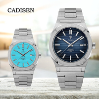 Cadisen Automatic Watch Men 40mm Tiffany Blue Dial Date Sapphire Stainless Steel Mechanical Wristwatches 10Bar Paulareis Watch