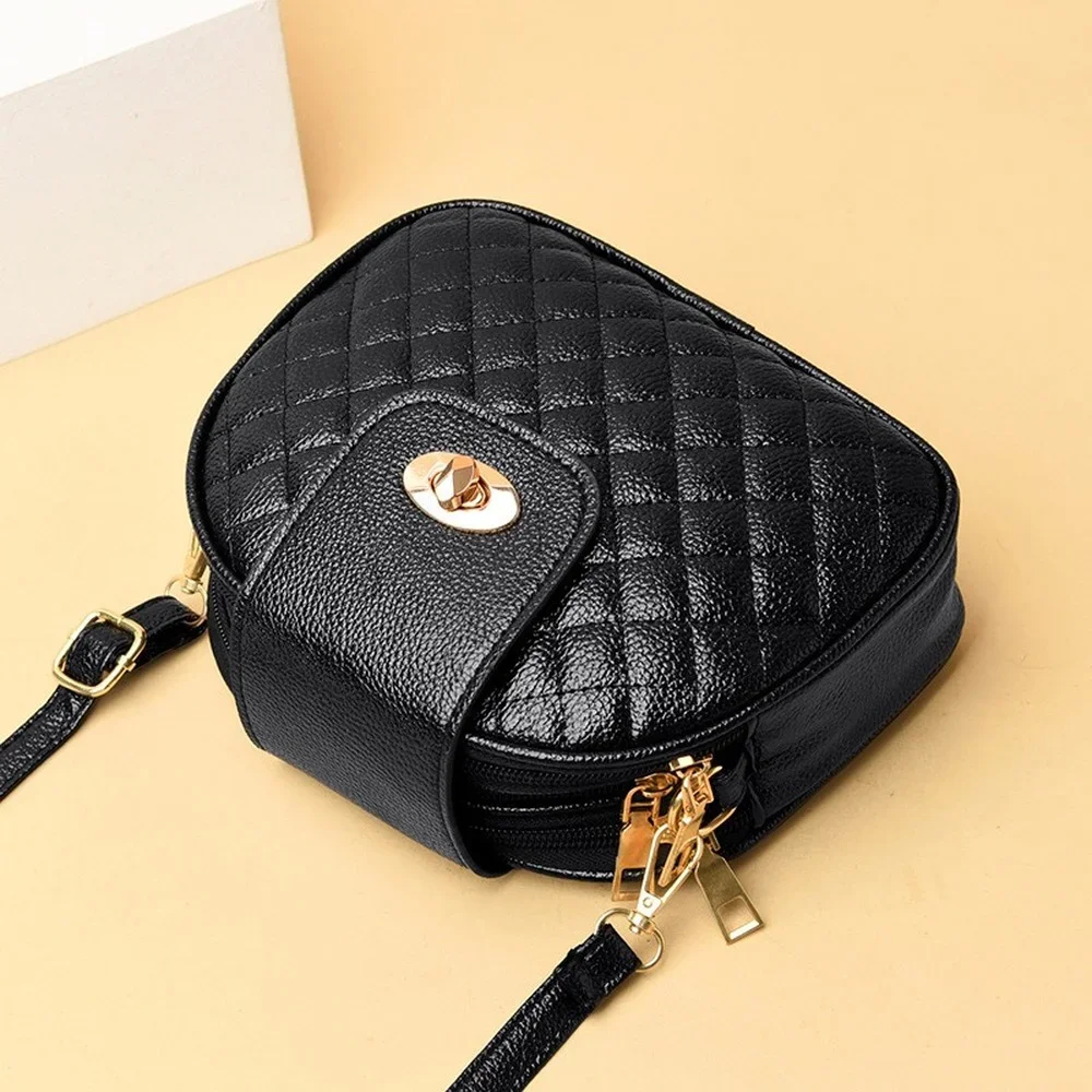 Ladies Handbag Small Fashion Retro PU Leather Crossbody Messenger Bags for Women Shoulder Bag 3 Layers