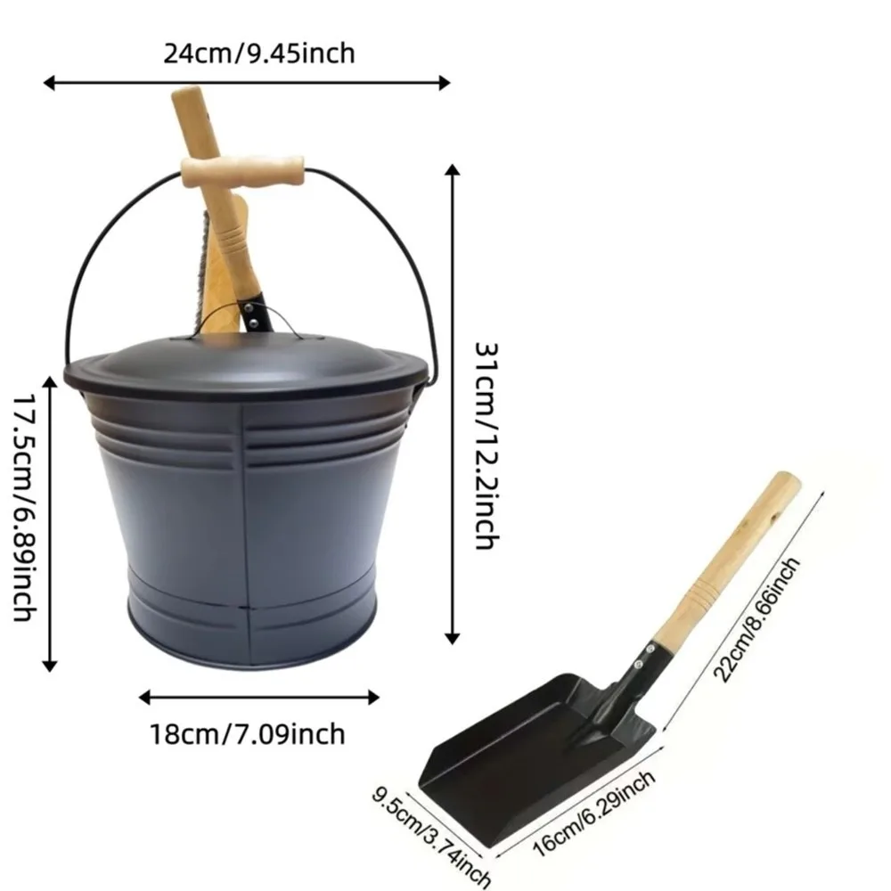 

Ash Removal Fireplace Ash Bucket Heavy Duty Large Capacity Ash Removal Container Rust Resistant with Lid
