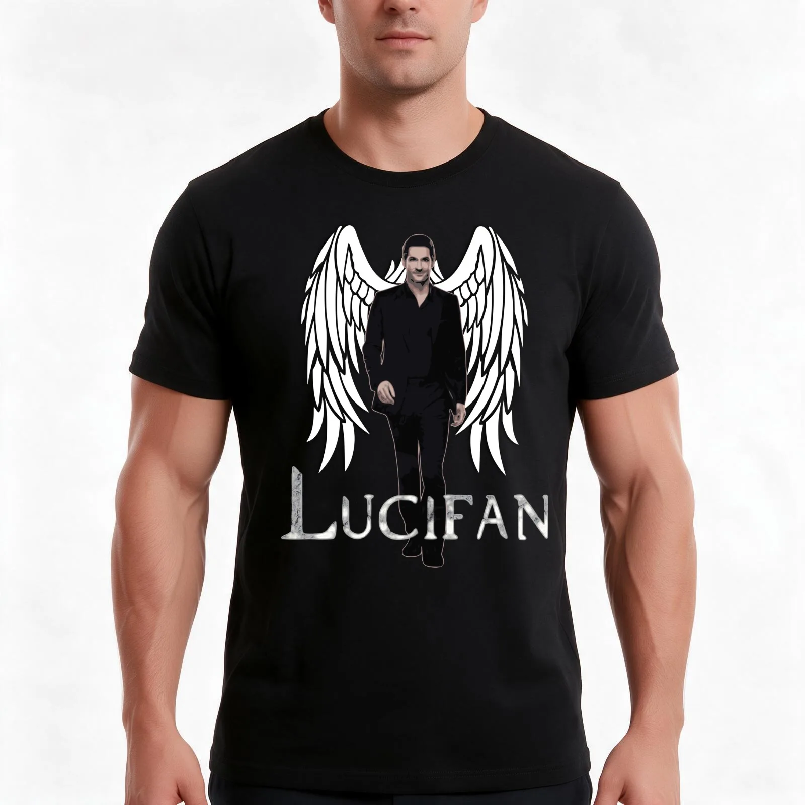 Lucifan / Lucifer T-Shirt, Summer Casual Cotton Tee, Oversized Streetwear Tops, Vintage Graphic Print, Loose Fit Short Sleeve