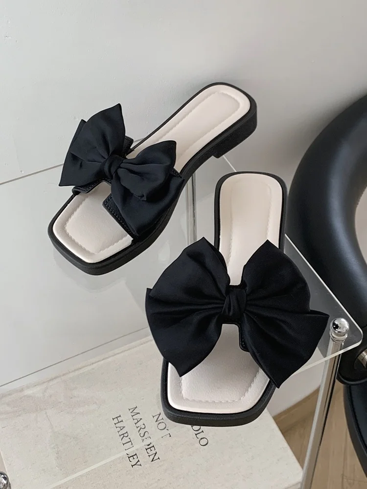 

Summer Trendy Creative Soft Bot Flat Heel Bla Knot Sweet Ladies Outdoor Slippers Anti-Slip Home Slippers