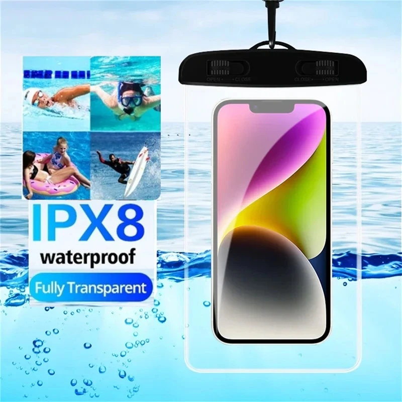 Wodoodporne etui na telefon IP68 PVC, wodoodporne etui do pływania, uniwersalne podwodne etui ochronne na telefon do iPhone'a 15 14 13 Pr