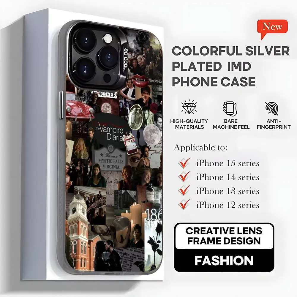 ヴァンパイアTV D-Diaries iPhoneケース iPhone 16,15,14,13,12,11,Mini,Pro,MAX,plus対応 ブラックマット耐衝撃カバー