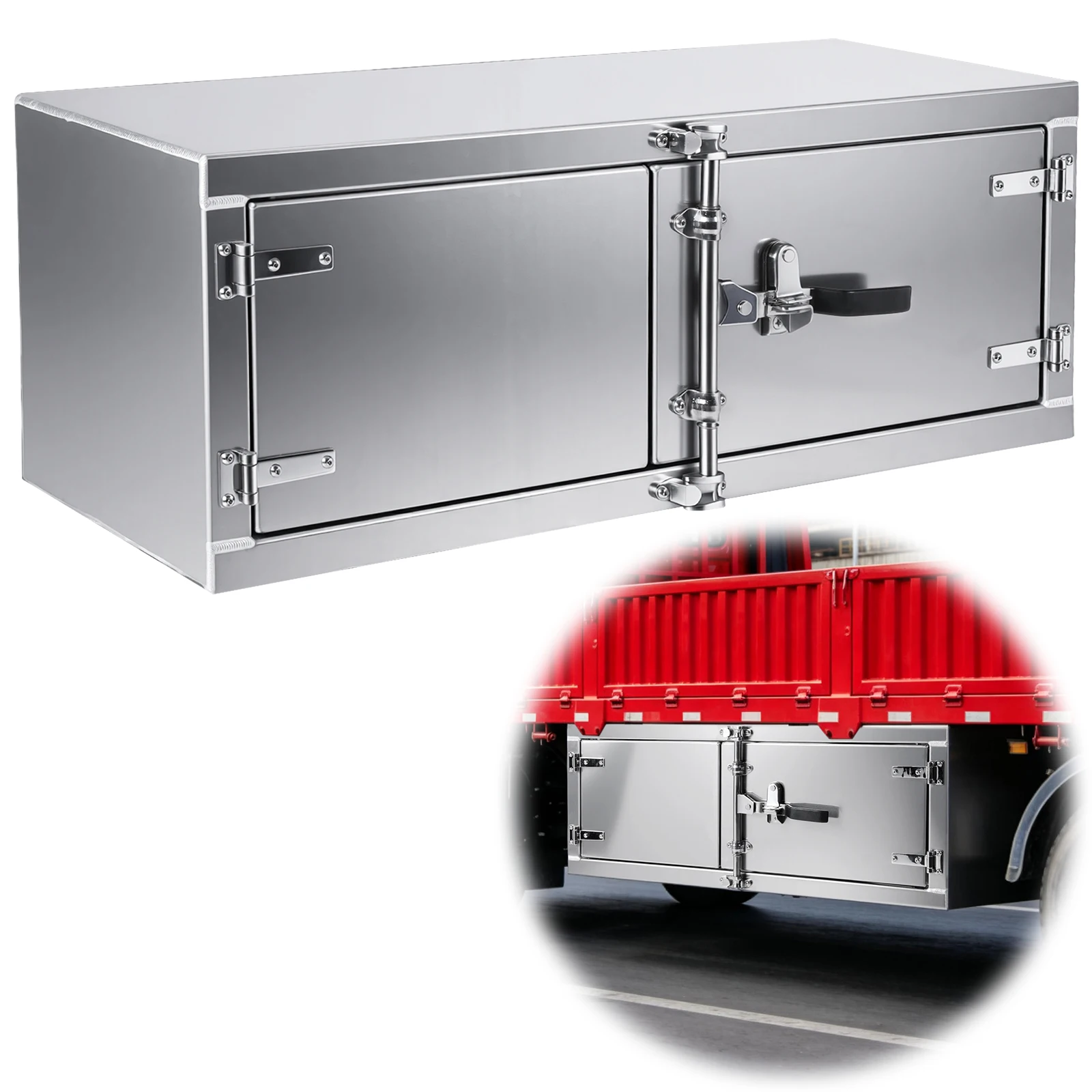 

Underbody Truck Bed Tool Box Double-Door Storage Box with Cam Lock Double Barn Door 60x18x18/48x18x18 Inch for Pickup RV Trailer