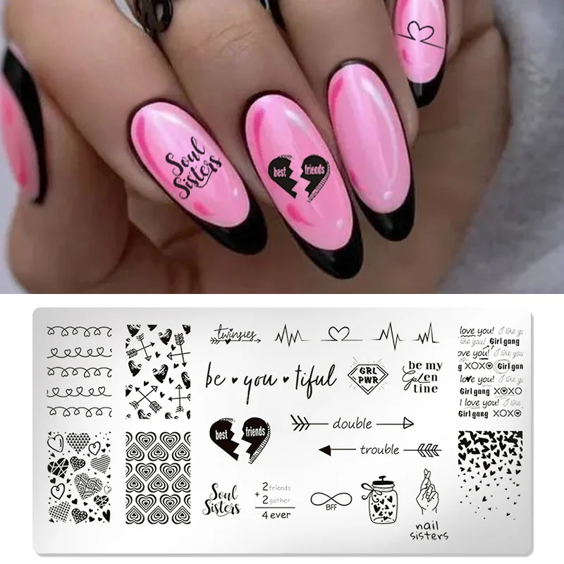 1 Sheet Valentine's Day Nail Stamping Plates Rose Flower Love Nail Art Plate Stainless Steel Nail Design Stencil Tools