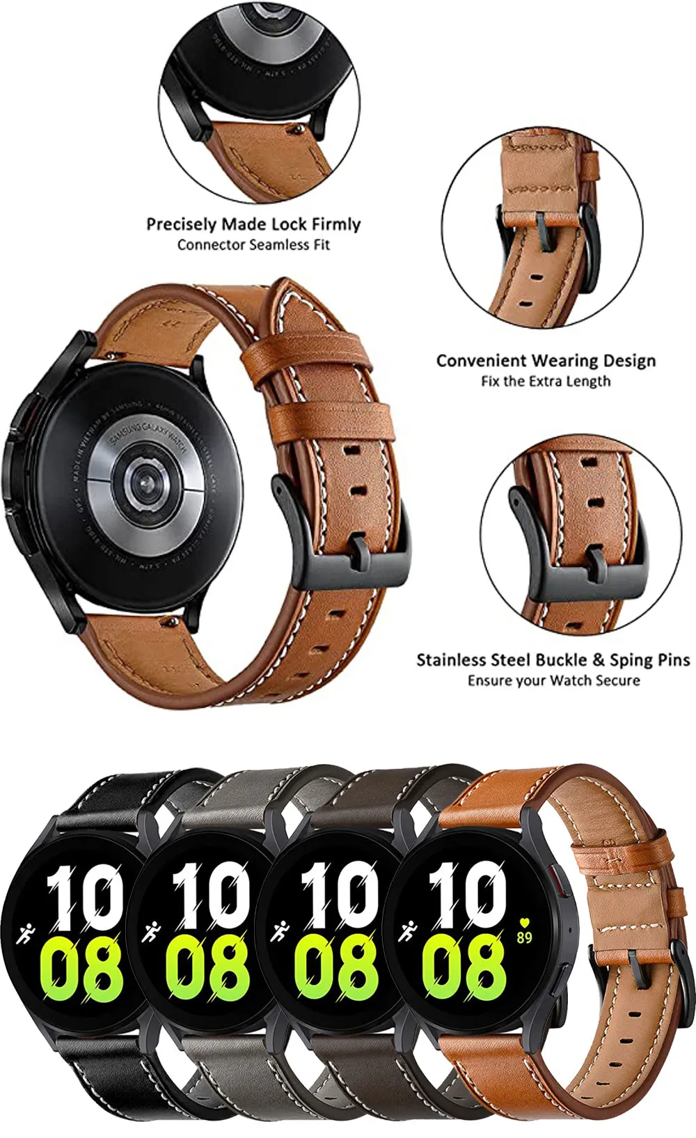 Для Samsung Galaxy Watch 3 41 мм 45 мм ремешок 22 мм 20 мм ремешок из натуральной кожи для Huawei Watch GT 2 Pro для Amazfit GTR 2/2E