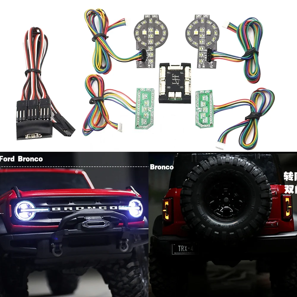 

LED Light System Front and Rear Light Sets for TRX4 TRX-4 2021 Bronco 1/10 RC Tracked Vehicle Turn Signal Brake Lights