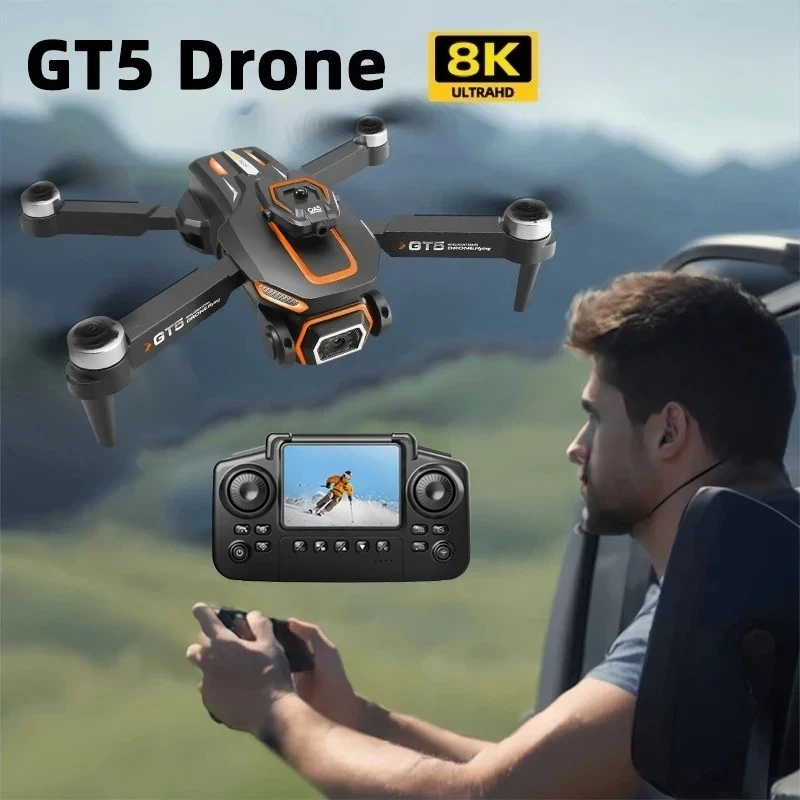 Image of Original GT5 Mini-Drohne 4K Professionell 8K HD-Kamera RC mit Bildschirm Bürstenloser Quadcopter mit optischem Fluss und Hindernisvermeidung Spielzeug