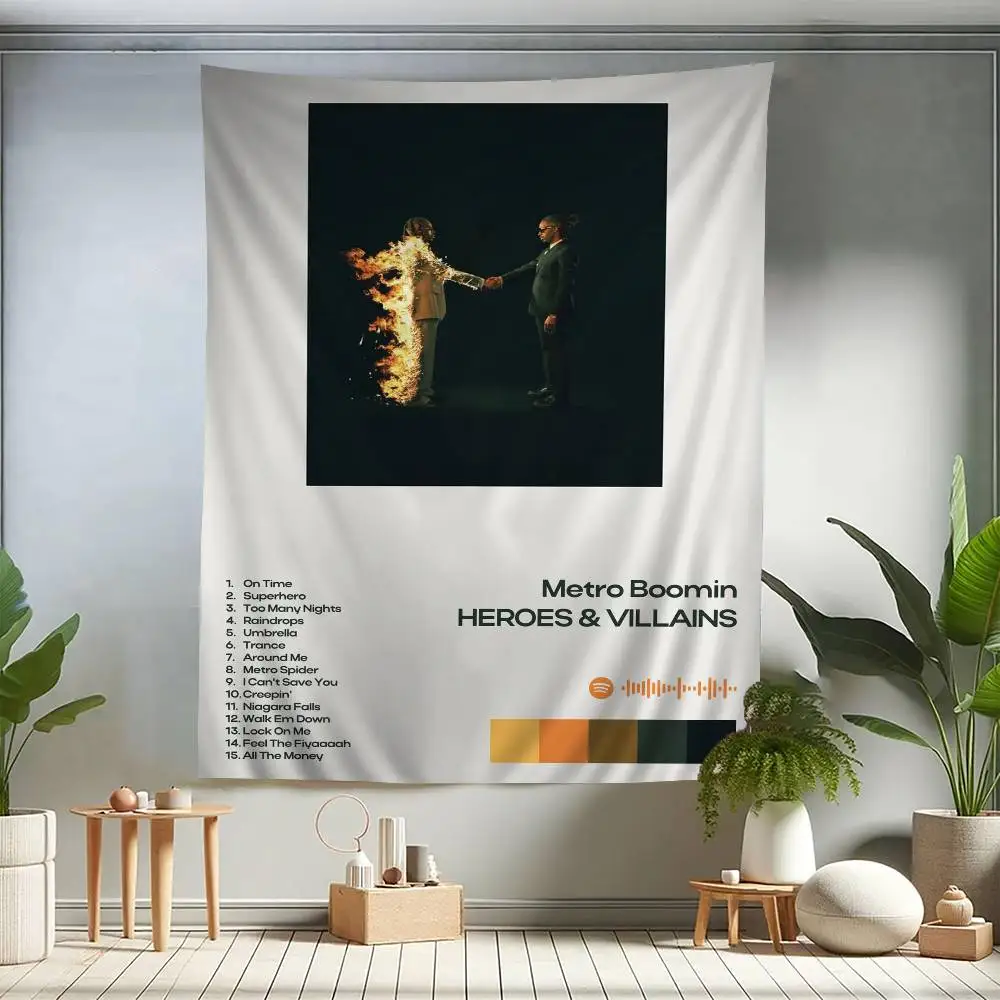 Pop Rap Singer Metro Boomin Cartoon Tapestry Art Science Fiction Room Home Decor Wall Hanging Sheets