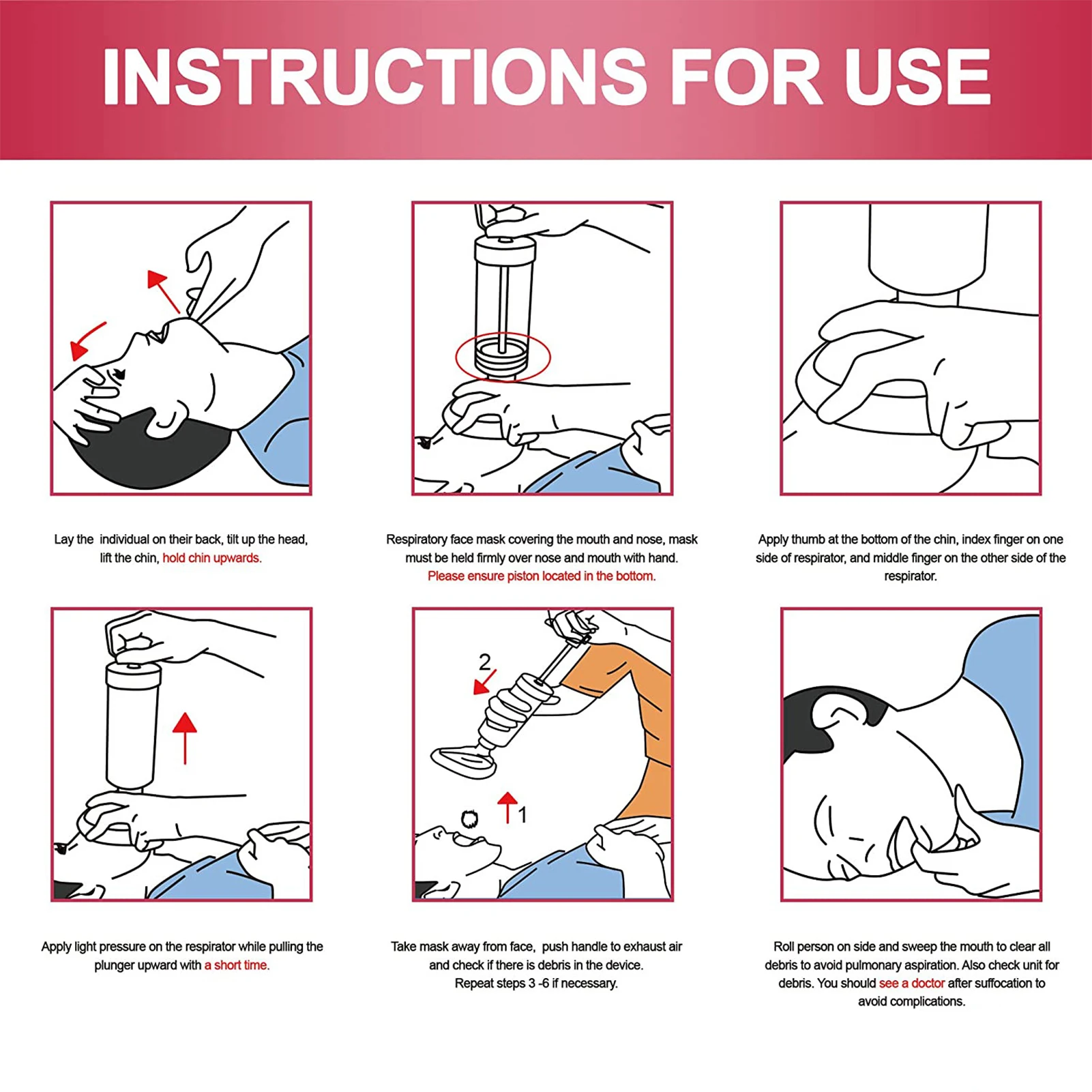 Imagem -04 - Casa Viagem Asfixia Dispositivo de Resgate Anti-asfixia Adultos Crianças Airway Assist Sucção Ferramenta Simples Asfixia Emergency First Aid Kit