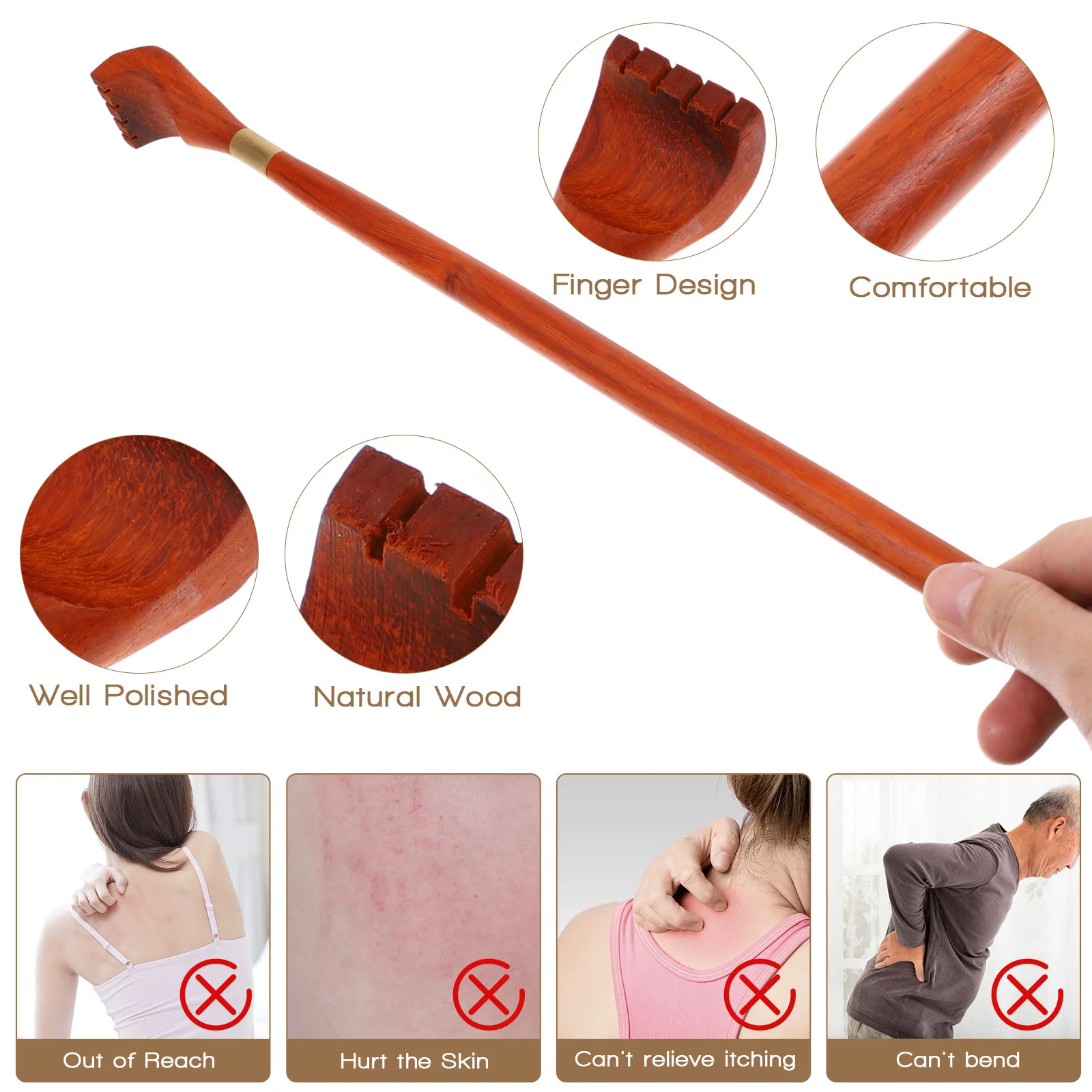 2 Pcs Scraper Portable Wooden Scratcher Backscratchers for Adults Sticks