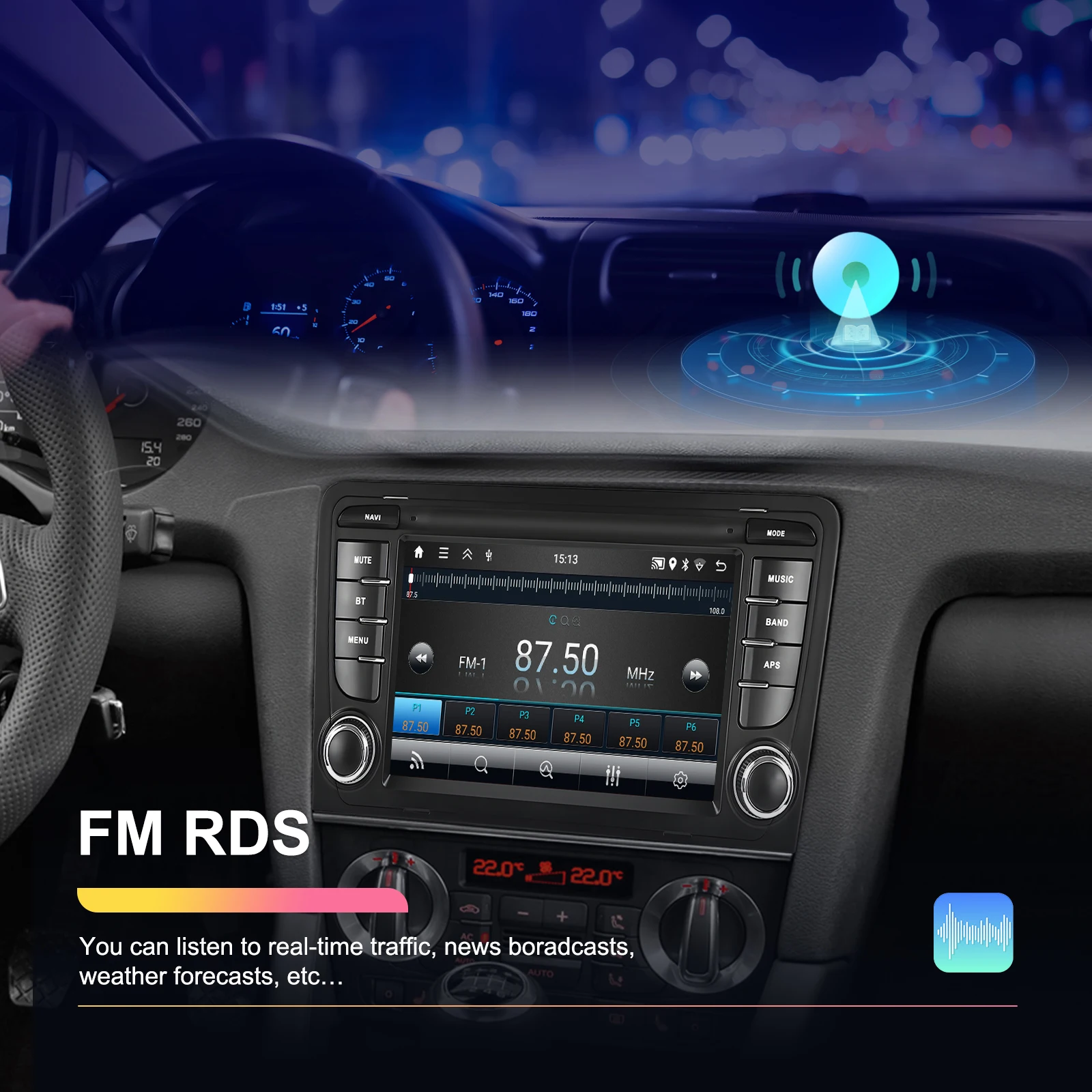 Podofo 2DIN 2+64G Autoradio für Audi A3 8P (2003-2012)/RS3 Sportback (2011-2012) Carplay Auto-Audio Android Auto GPS Mirror Link – Detail 11