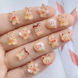 50Pcs New Cute Mini Resin Little Bear Series Flatback Ornament Jewelry Making Manicure Hairwear Accessories
