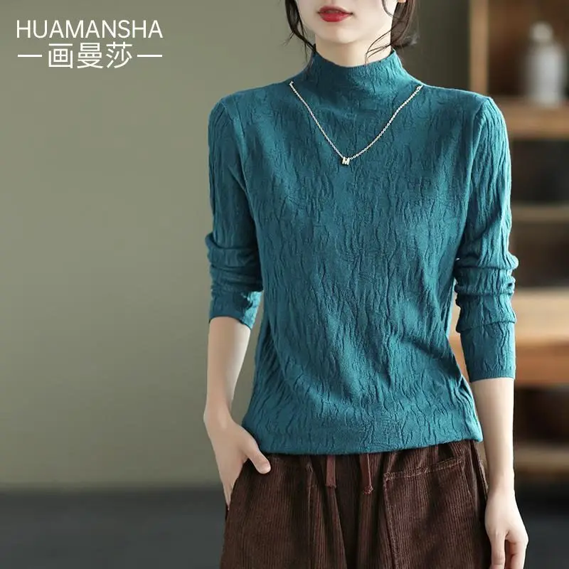 

Autumn New Style Retro Sweater Base Knit Chain Fashionable Slim Fit Inner Warm and Versatile Stretch Top