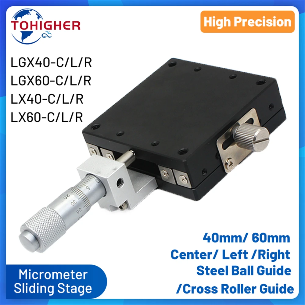 X Axis CNC Optical Manual Linear Guide Rail Micrometer Displacement Platform Sliding Table Precision Sliding Stage LGX40/LX40