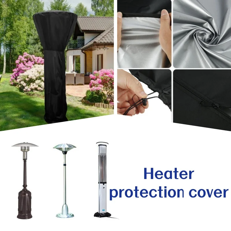 210D Black Oxford Cloth Indoor Fan-shaped Heater Rain Snow Wind Protection Cover Outdoor Garden Waterproof Cover