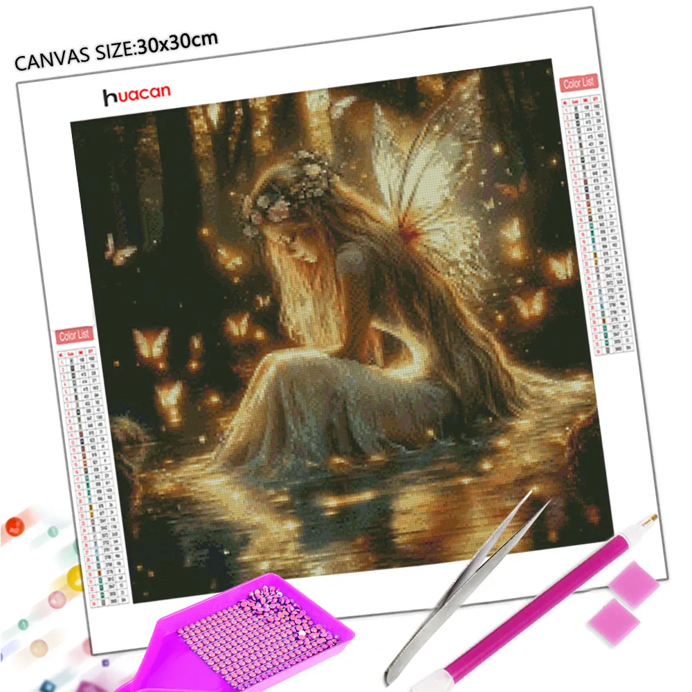 Huacan DIY Diamond Painting Butterfly Fairy Forest Diamond Mosaic Portrait Landscape Kit Holiday Gifts