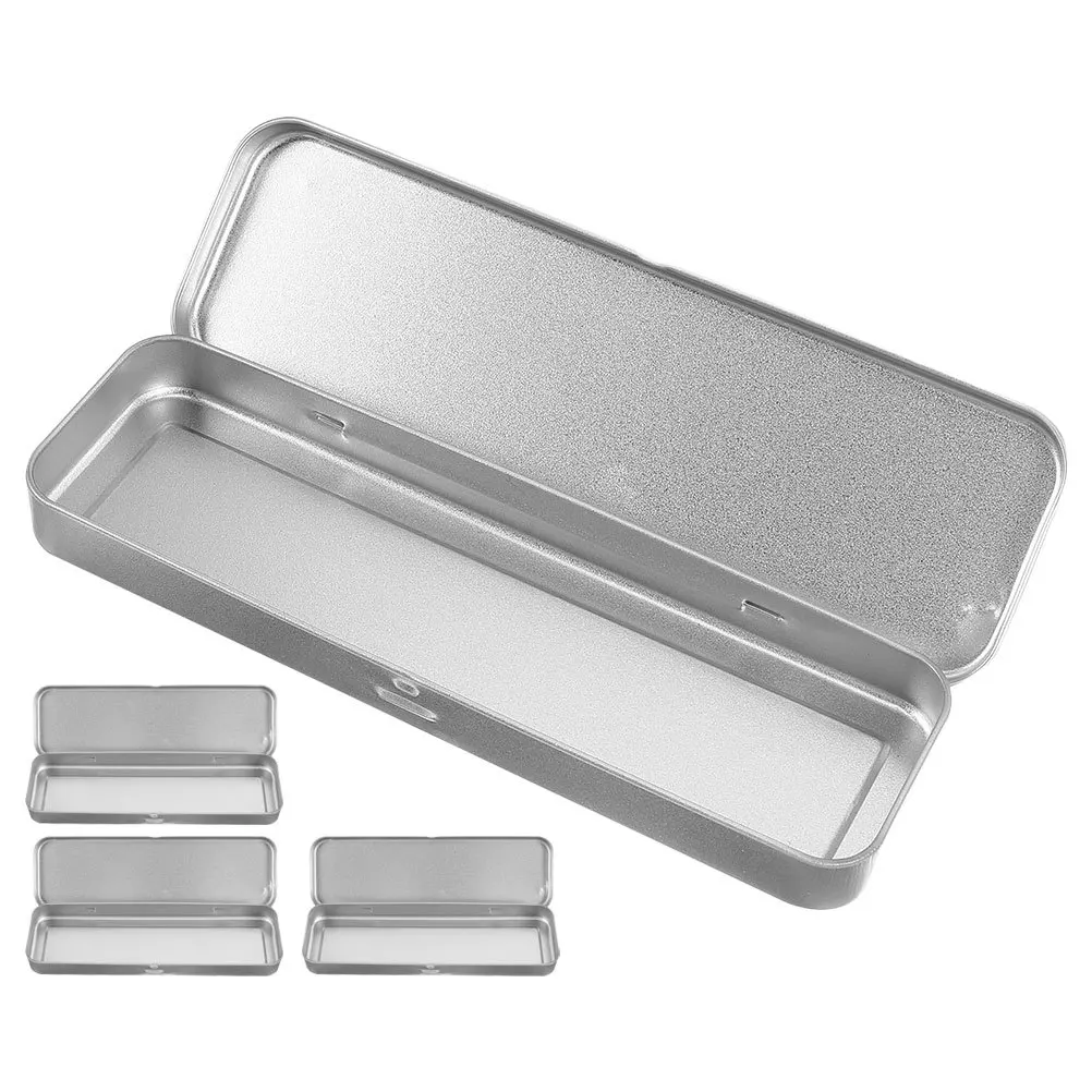 

4Pcs Tinplate Pencil Boxes Stylish Stationery Organizer for Students School Office Multi-Functional Metal Pen Holders