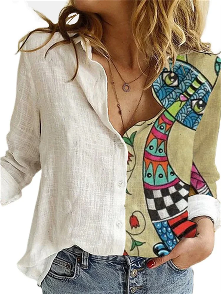 New Spring Autumn Floral Print Shirt Women 2024 Fashion Casual Loose White Shirts Modis Ladies Long Sleeve Cotton Blouse Tops