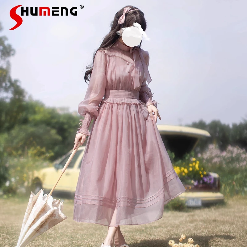 

Original Retro Elegant Tea Party Dress Autumn New Japanese Girl High Waist Sweet Lolita Style Long Dress Daily Long Sleeve Dress