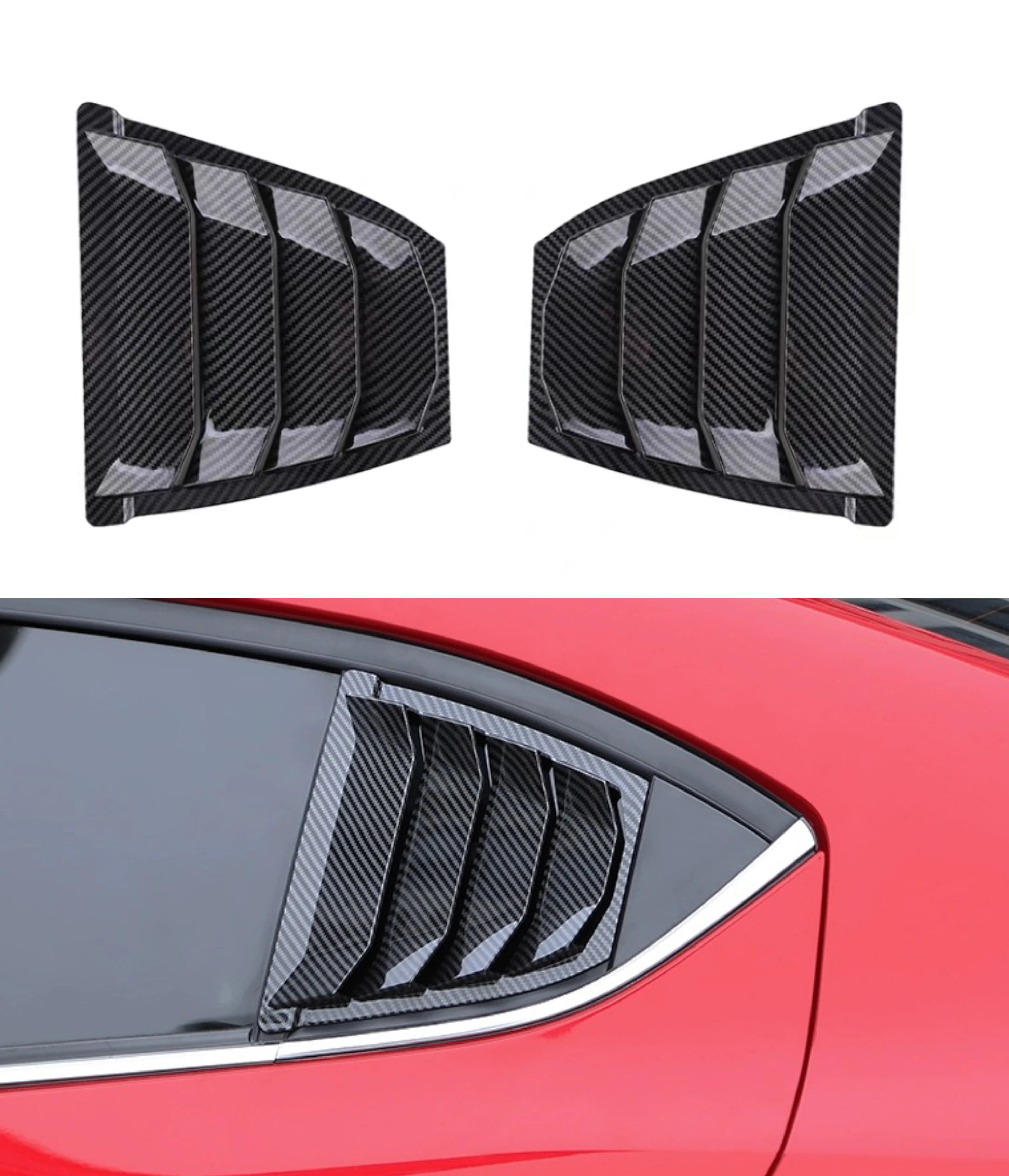

Car Rear Window Side Louvers Shutter Cover For Mazda 3 Axela 4Dr Sedan 2014 2015 2016 2017 2018-2020 Air Vent Trim Accessories