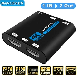 Navceker HDMI Splitter 1x2 1080P 4K HDMI Splitter 1 in 2 out 2 Port HDMI Amplifier HDMI Cable Splitter 2.0 For HDTV PS4 PS5 Xbox