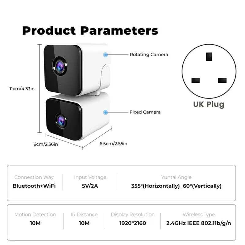 BTLIFE-4MP Tuya Wifi Camera Doppia Lente Doppio Schermo Tracciamento Umano Ai Rilevazione Umana Video Sorveglianza Smartlife Camera