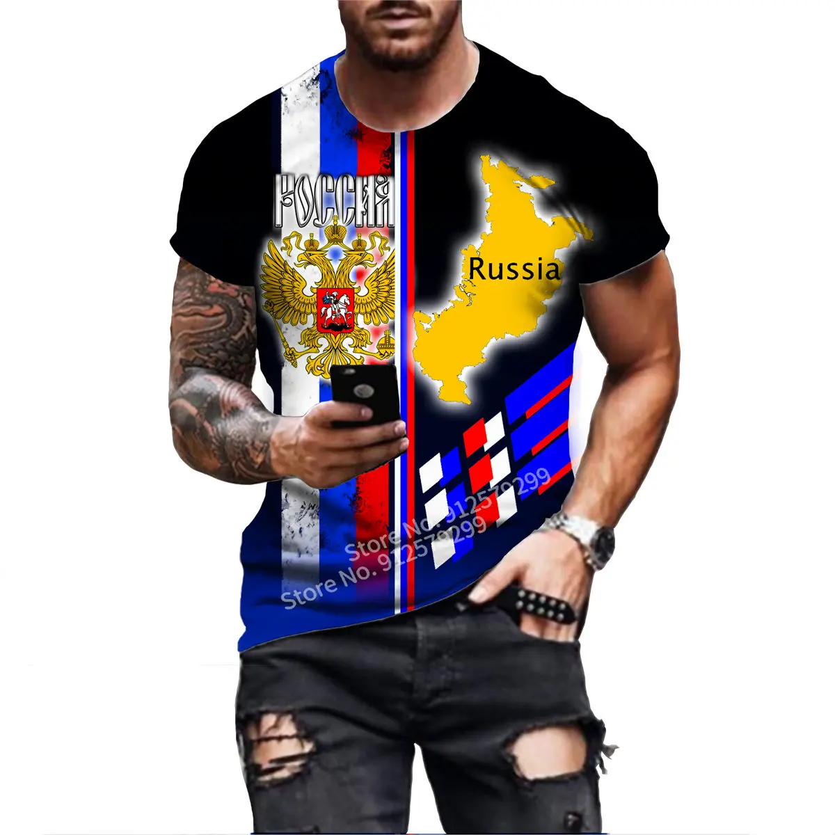 

2022 New Fashion Russia Flag T Shirt Men's Casual Russia Map 3D Print Tee Shirt Streetwear Vintage Letter Short Sleeve Tops